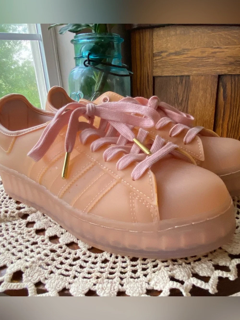 NWT! Adidas SUPERSTAR Gazelle Shell-Toe Campus Jelly Peach Platform Shoes NEW!!